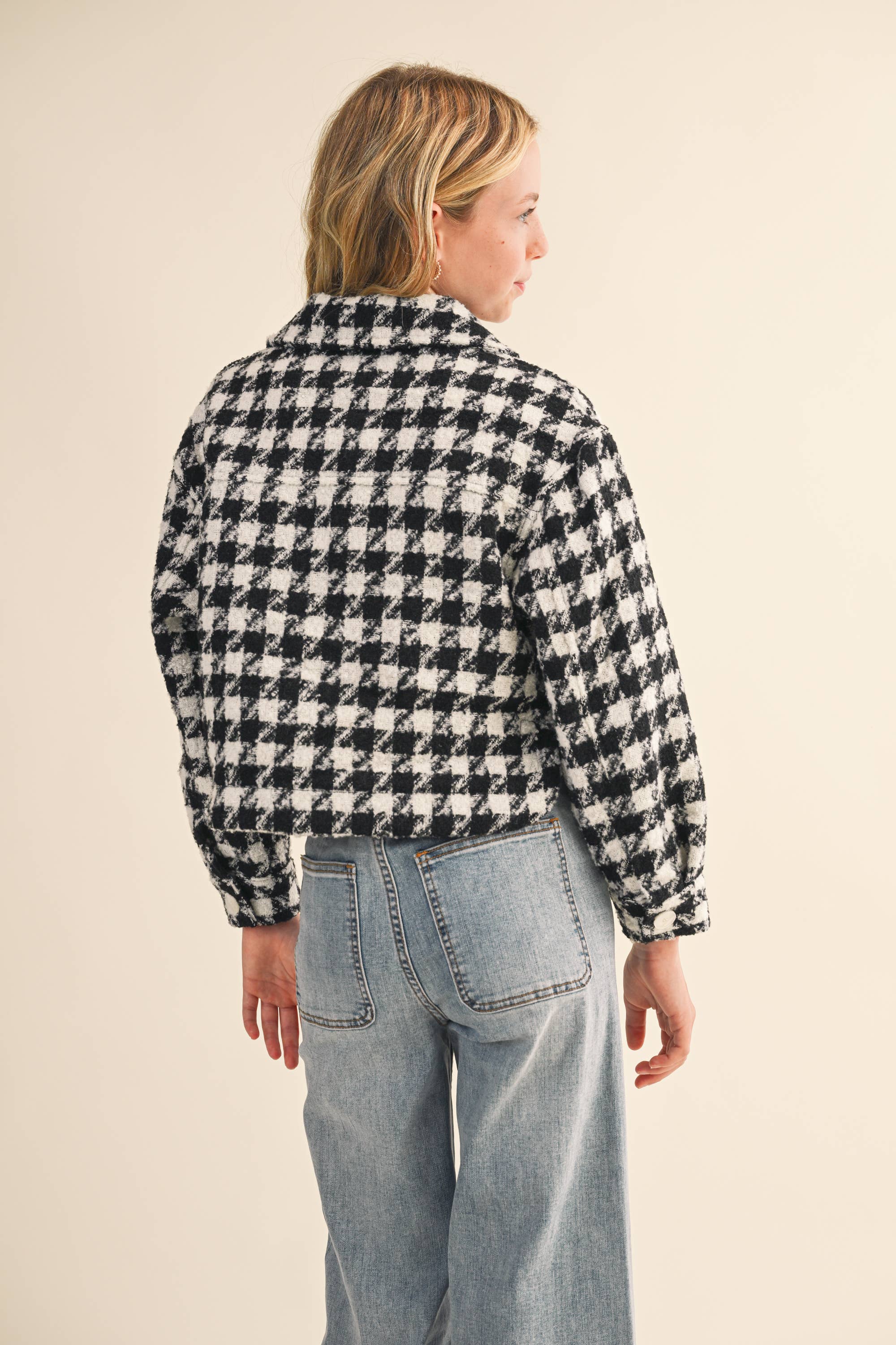 Heart & Arrow Tweed Houndstooth Cropped Jacket