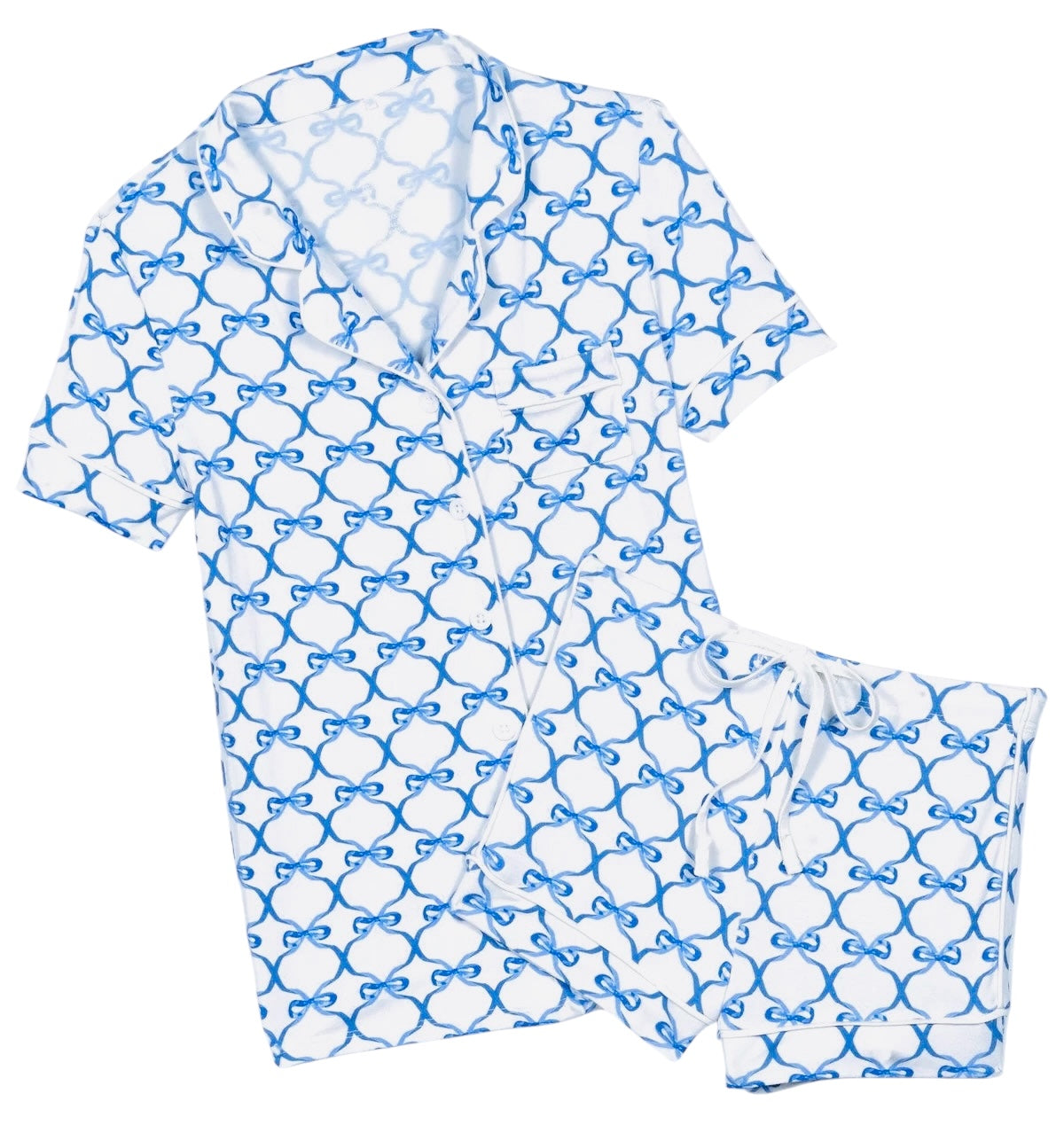 KatieJ NYC Lynn Short Set - Blue Bows