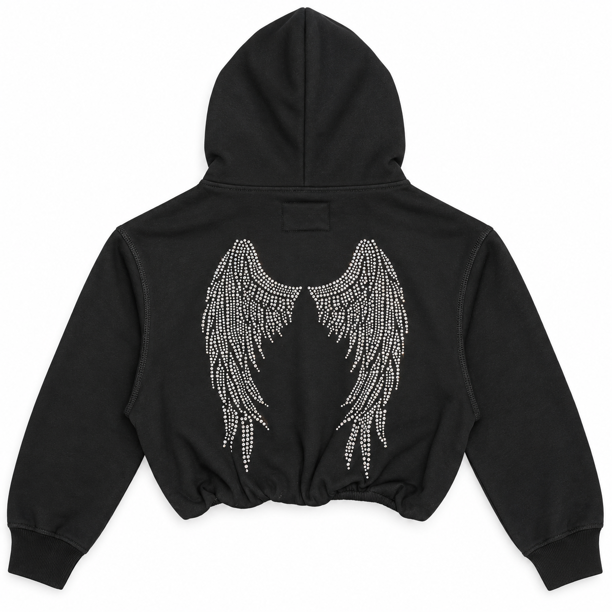 KatieJ NYC Ryan Hoodie With Angel Wings & Lace Hood – Black