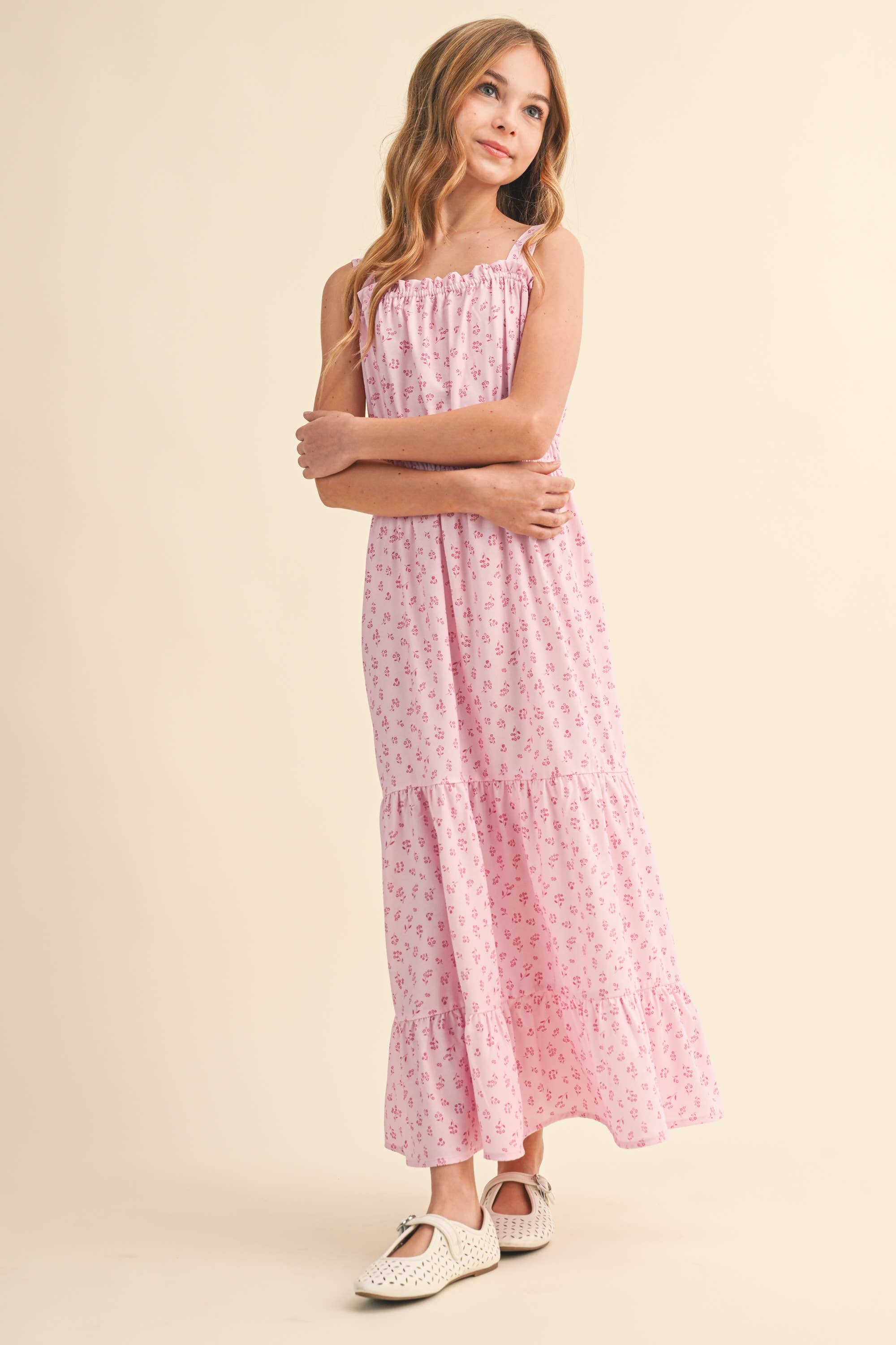 Heart & Arrow Tween Pink Floral Maxi Dress