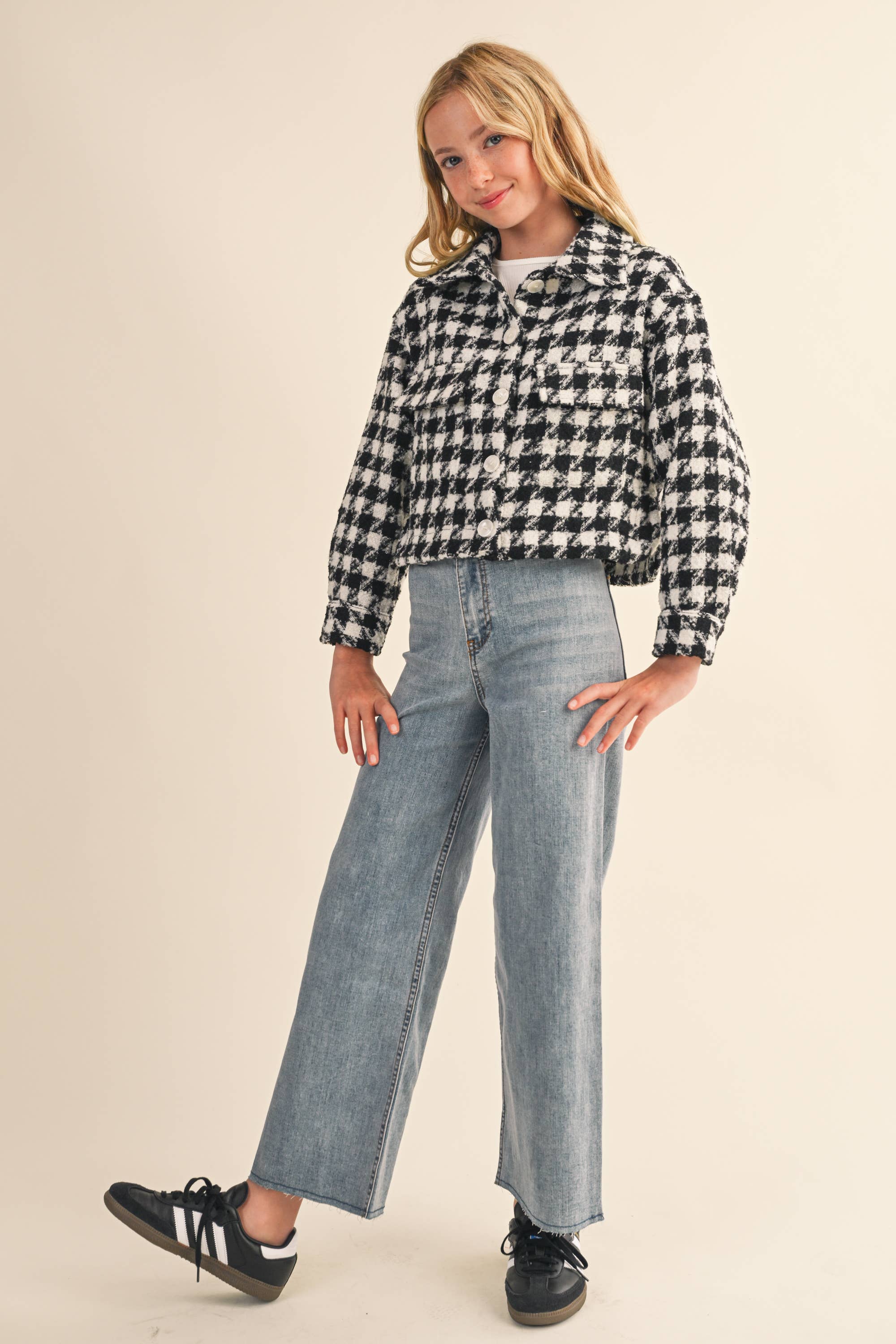 Heart & Arrow Tweed Houndstooth Cropped Jacket