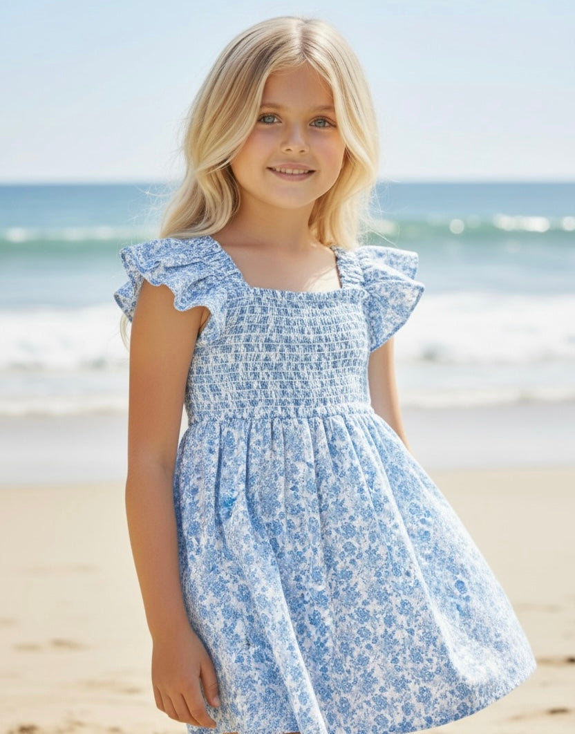 Shade Critters Smocked Dress - Coastal Garden