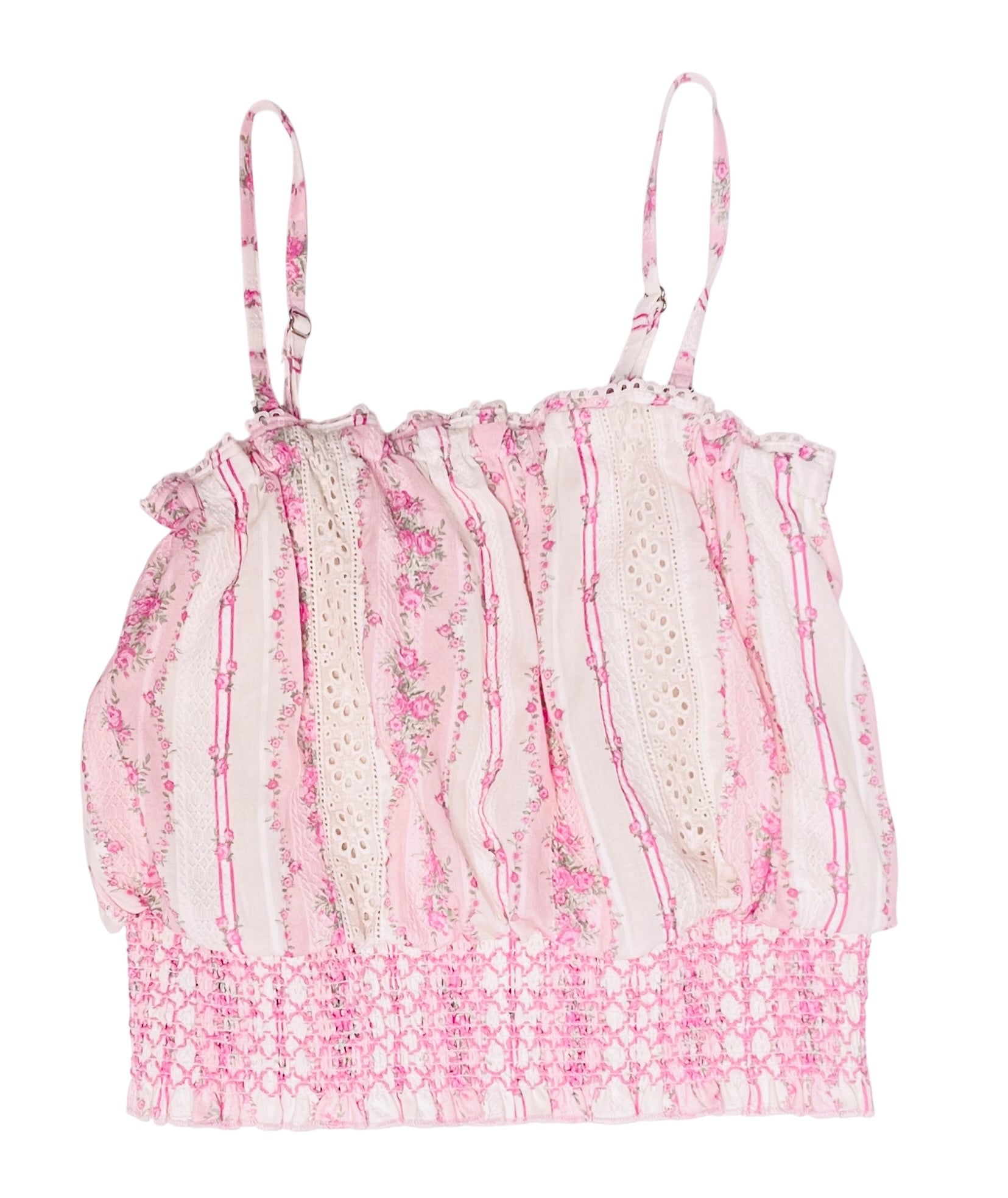 KatieJ NYC Bell Top- Baby Pink Cottage Stripe
