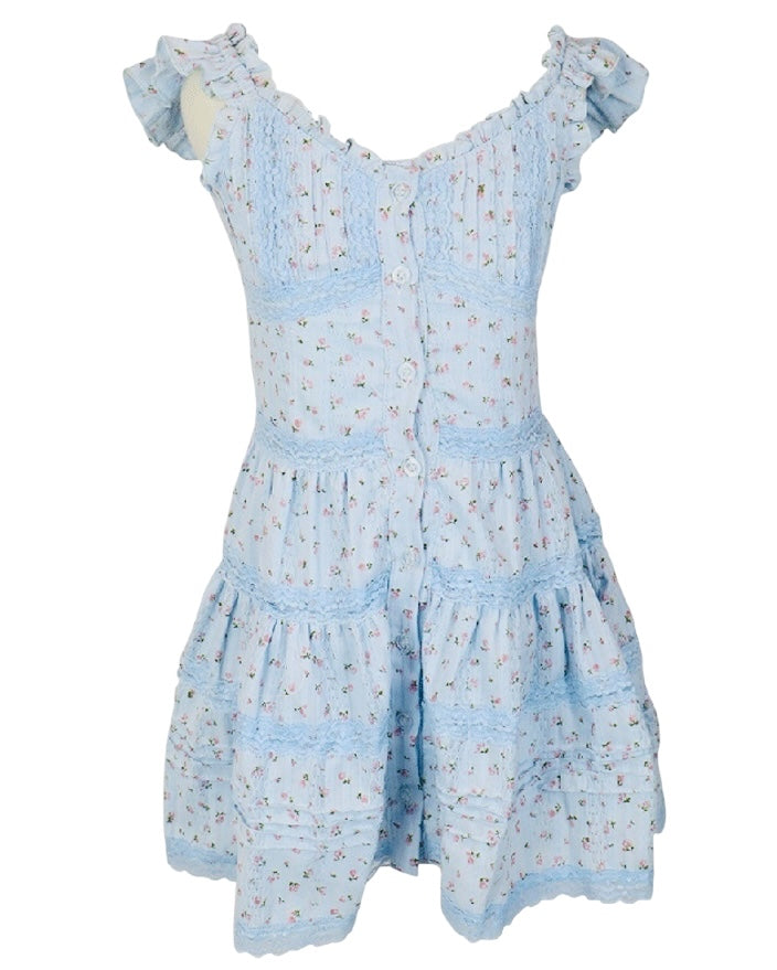 Flowers By Zoe Blue Floral Print Dress