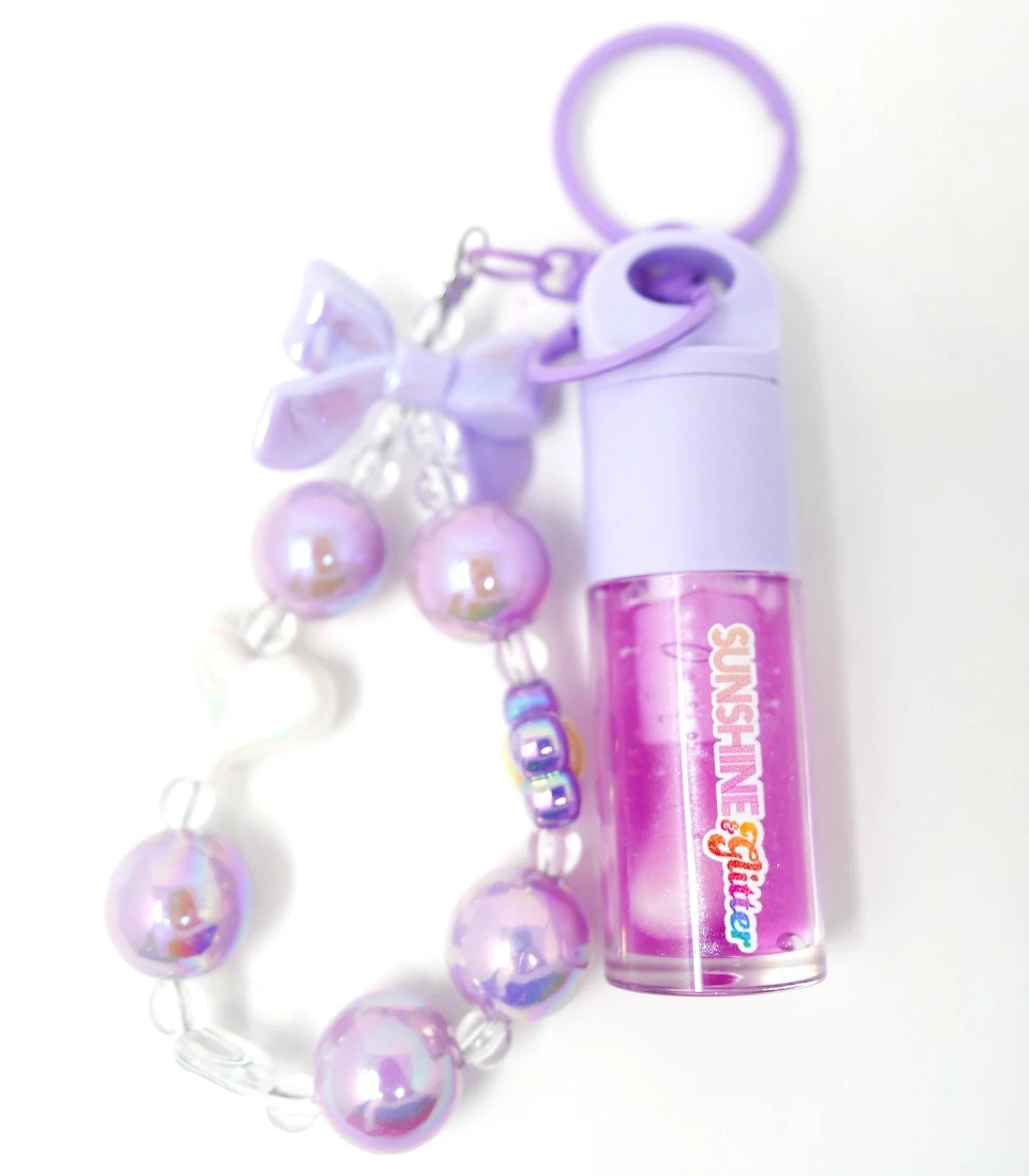 Sunshine & Glitter Shimmer POP Lip Gloss & Charm Clip  -Purple