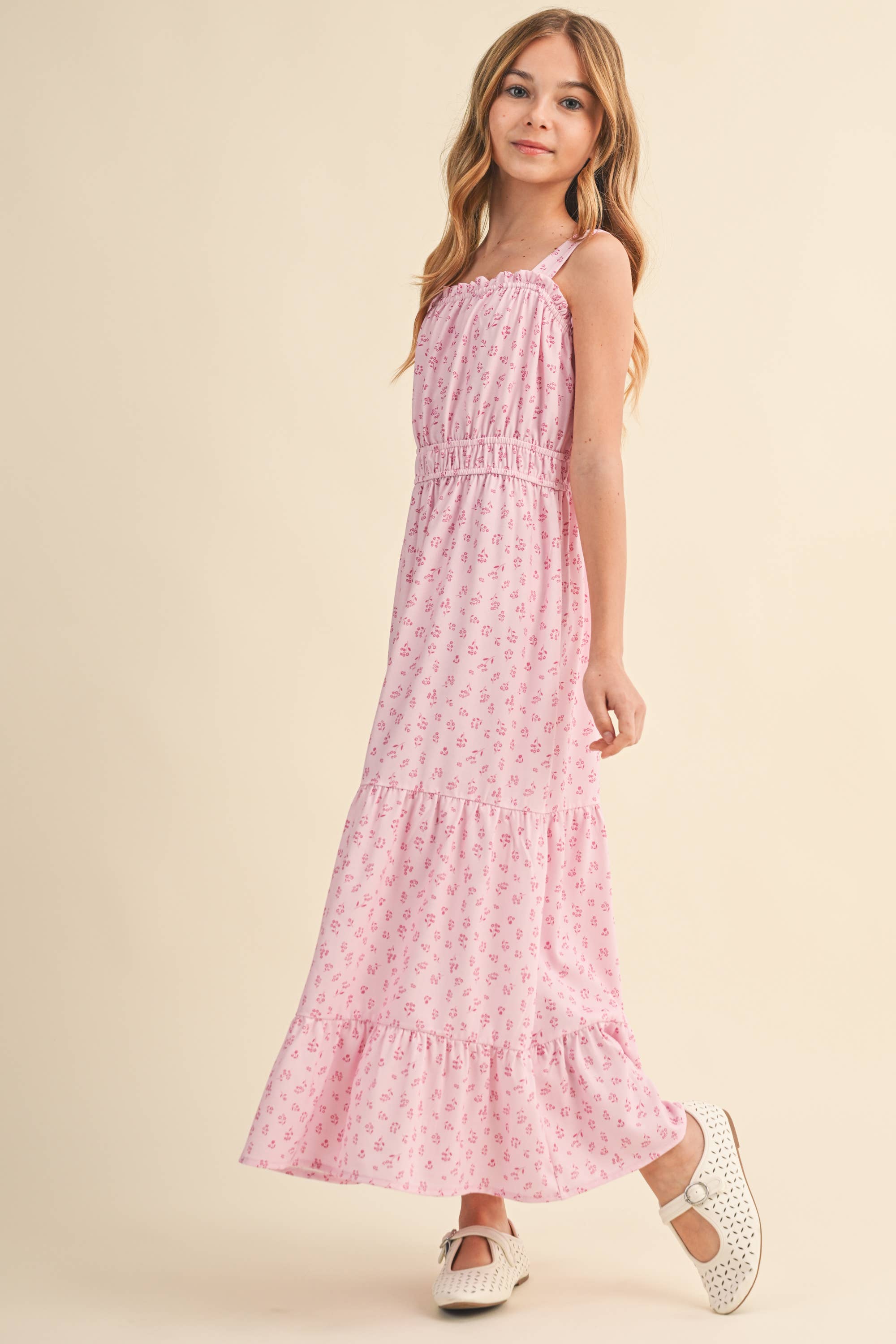 Heart & Arrow Tween Pink Floral Maxi Dress