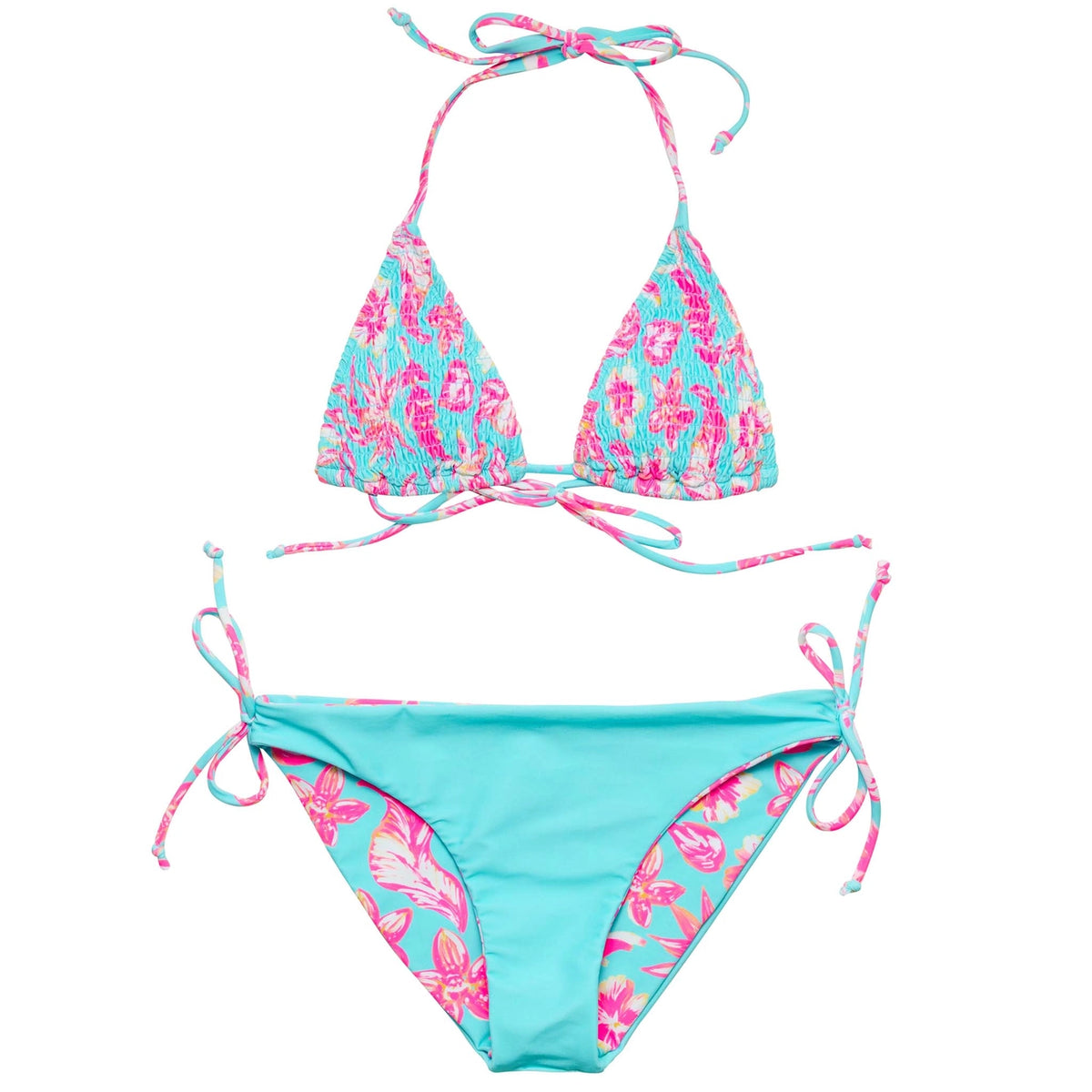 Snapper Rock Tropical Glow Tween Triangle Bikini * Reversible Bottoms*