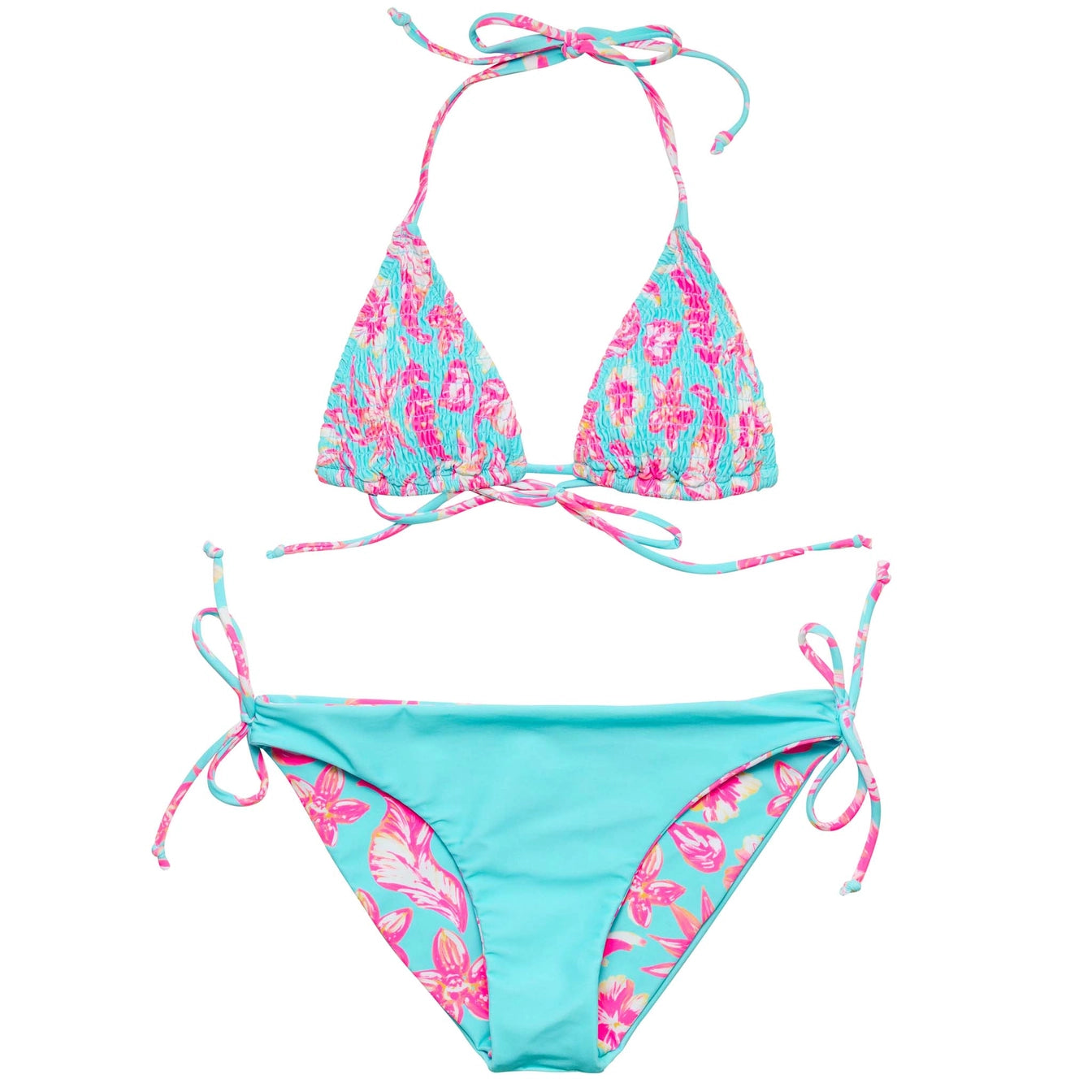 Snapper Rock Tropical Glow Tween Triangle Bikini * Reversible Bottoms*