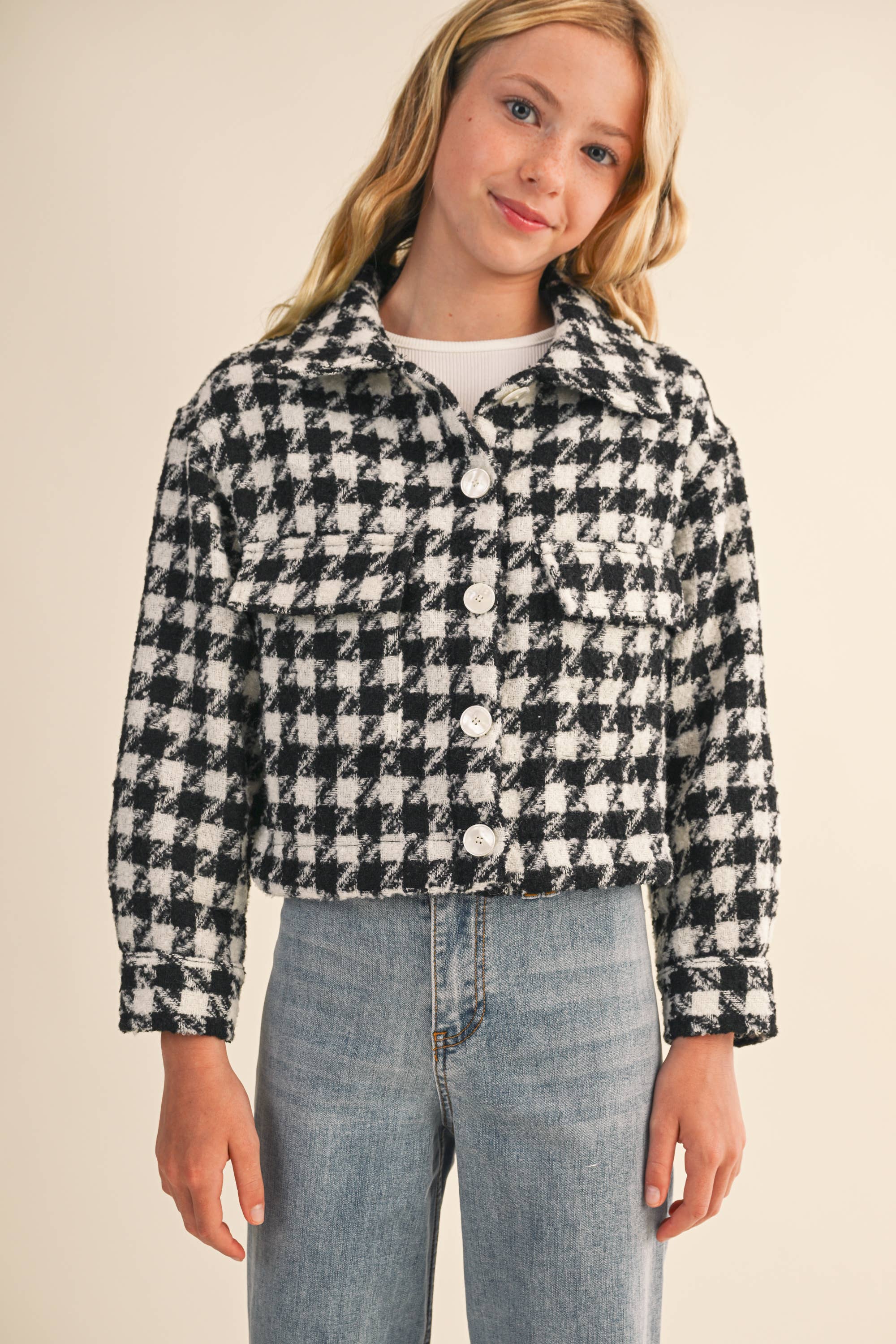 Heart & Arrow Tweed Houndstooth Cropped Jacket