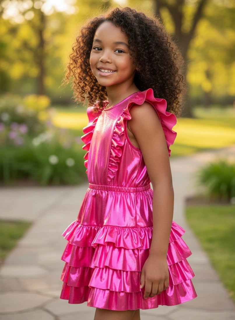 open lace back dress Ruffle Stripe dress-Last one in Size 2 – Two