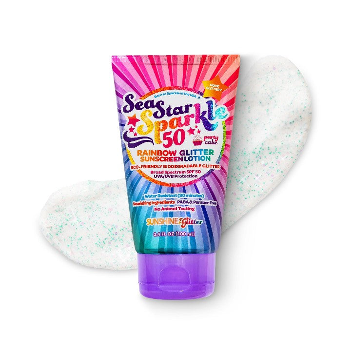 Sea Star Sparkle SPF 50 Waterproof Glitter Sunscreen - Party Cake