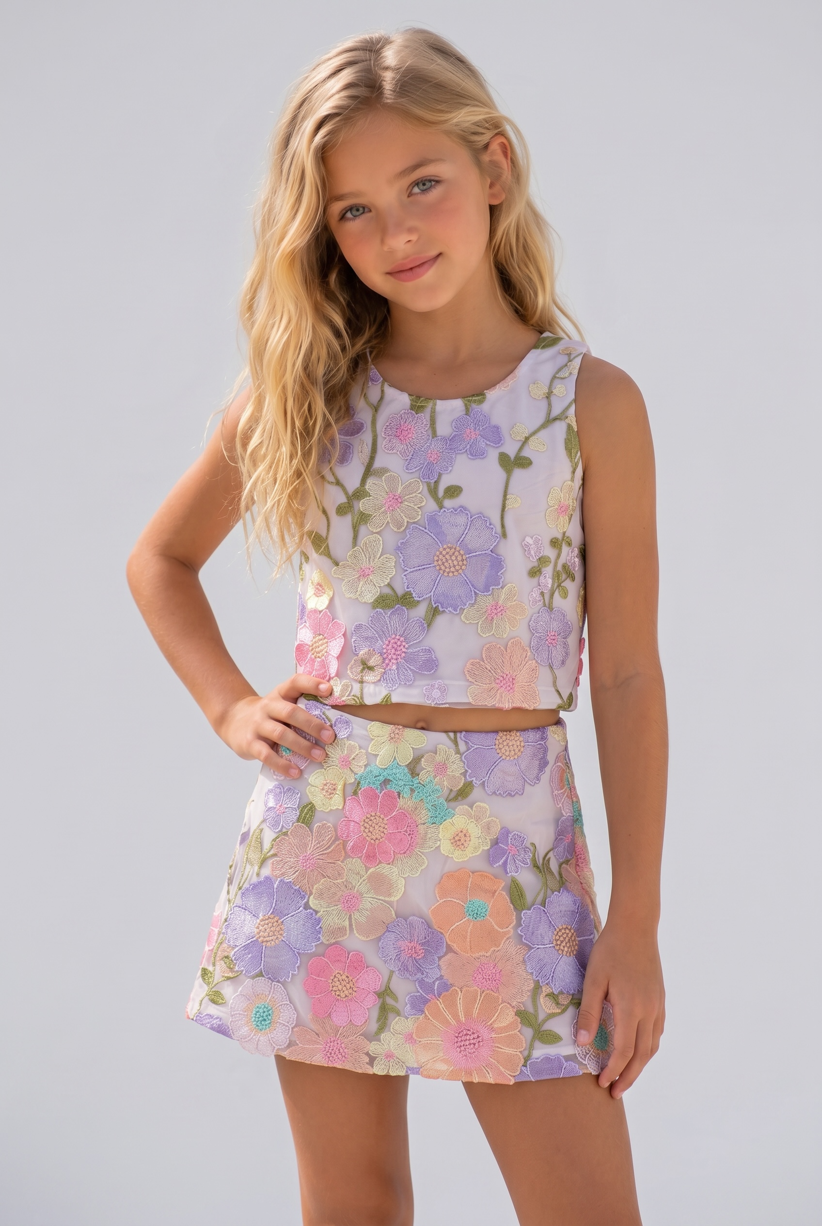 Flowers By Zoe 2pc Lavender Taylor 3D Floral Skirt Set