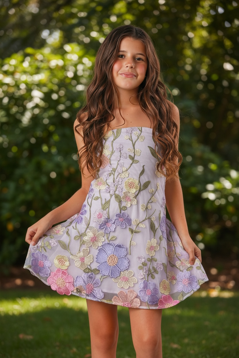 Flowers By Zoe Lavender Taylor 3D Floral Dress