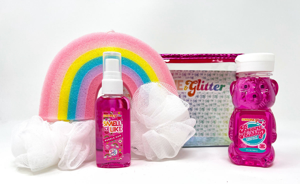 Estuche de regalo Sunshine &amp;amp; Glitter Beary Bubbly: neceser rosa