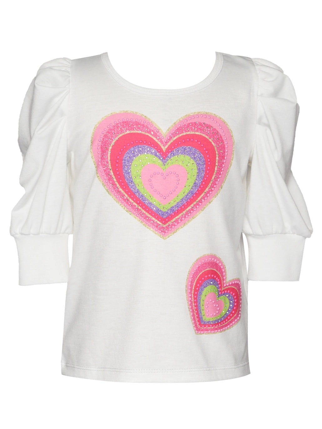 Baby Sara Heart Tee With Puff Sleeves