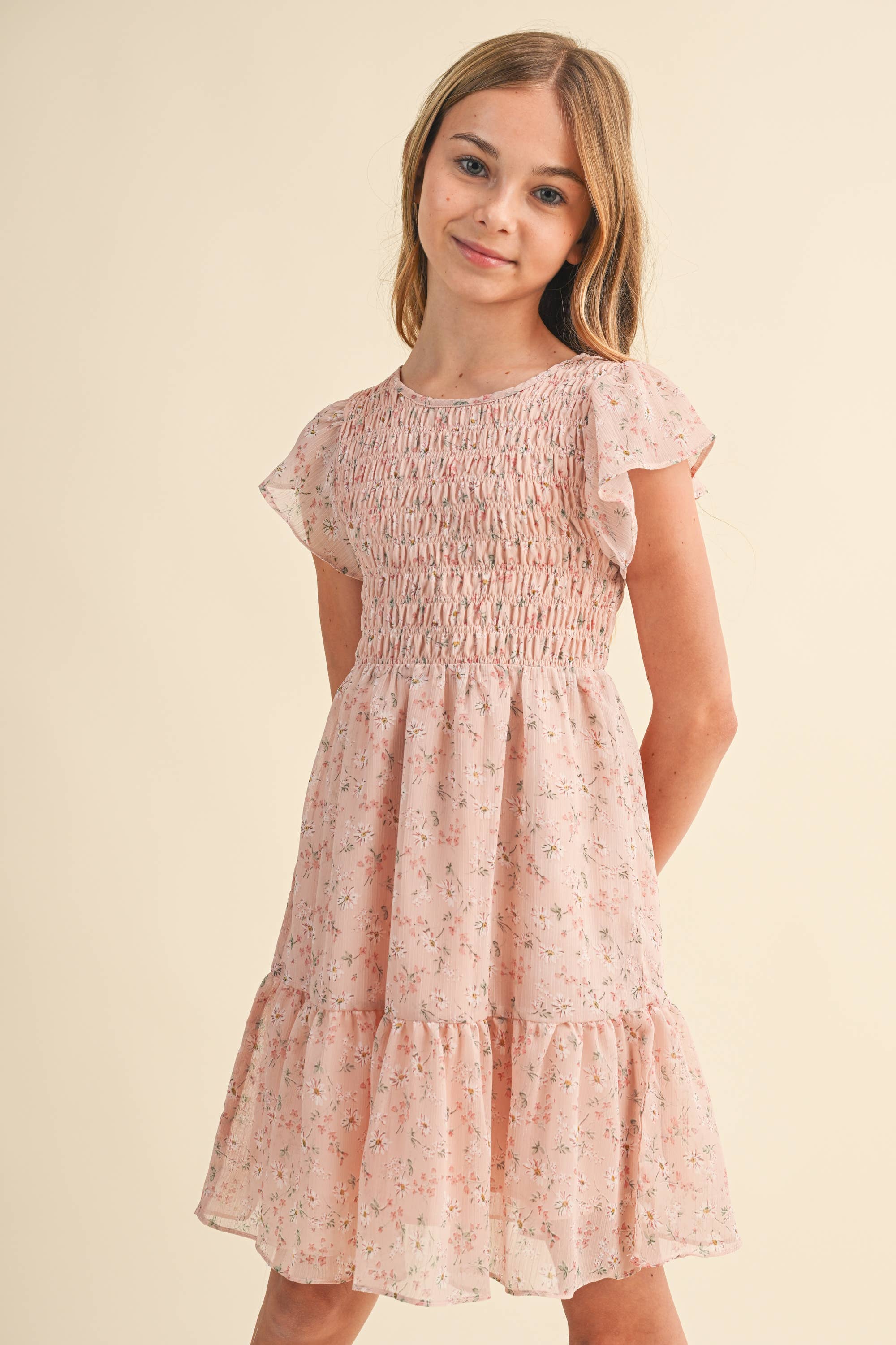 Heart & Arrow Tween Floral Smocked Dress