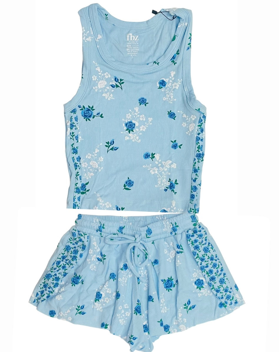 FBZ Flowers By Zoe Blue Floral Print Tank Top for Tween Girls