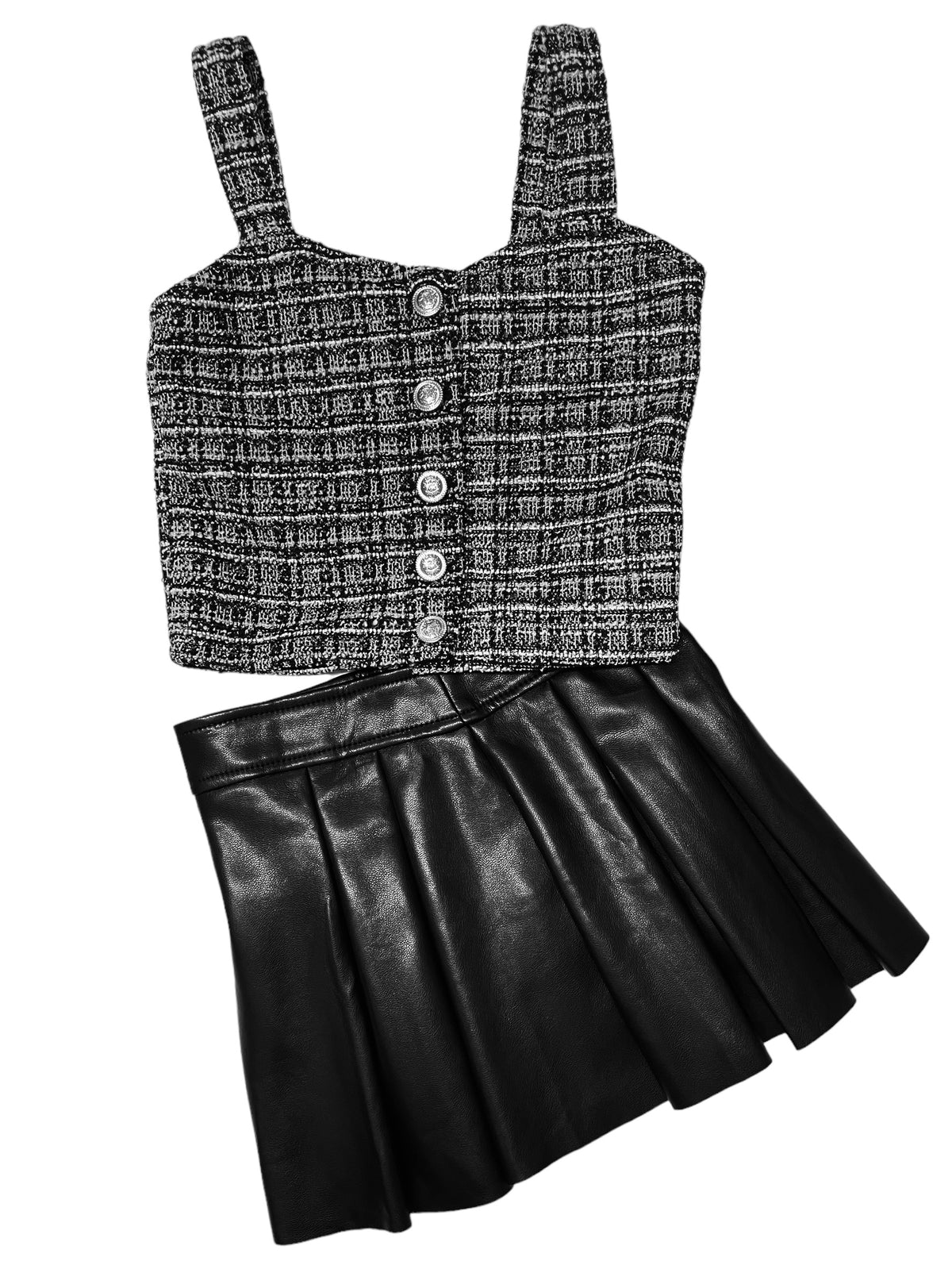 Flowers By Zoe Black Pleated Pleather Skort * Built in Shorts*