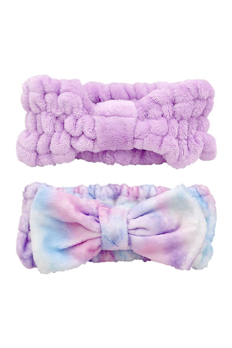 Pack de 2 diademas de spa con efecto tie dye en lavanda y azul