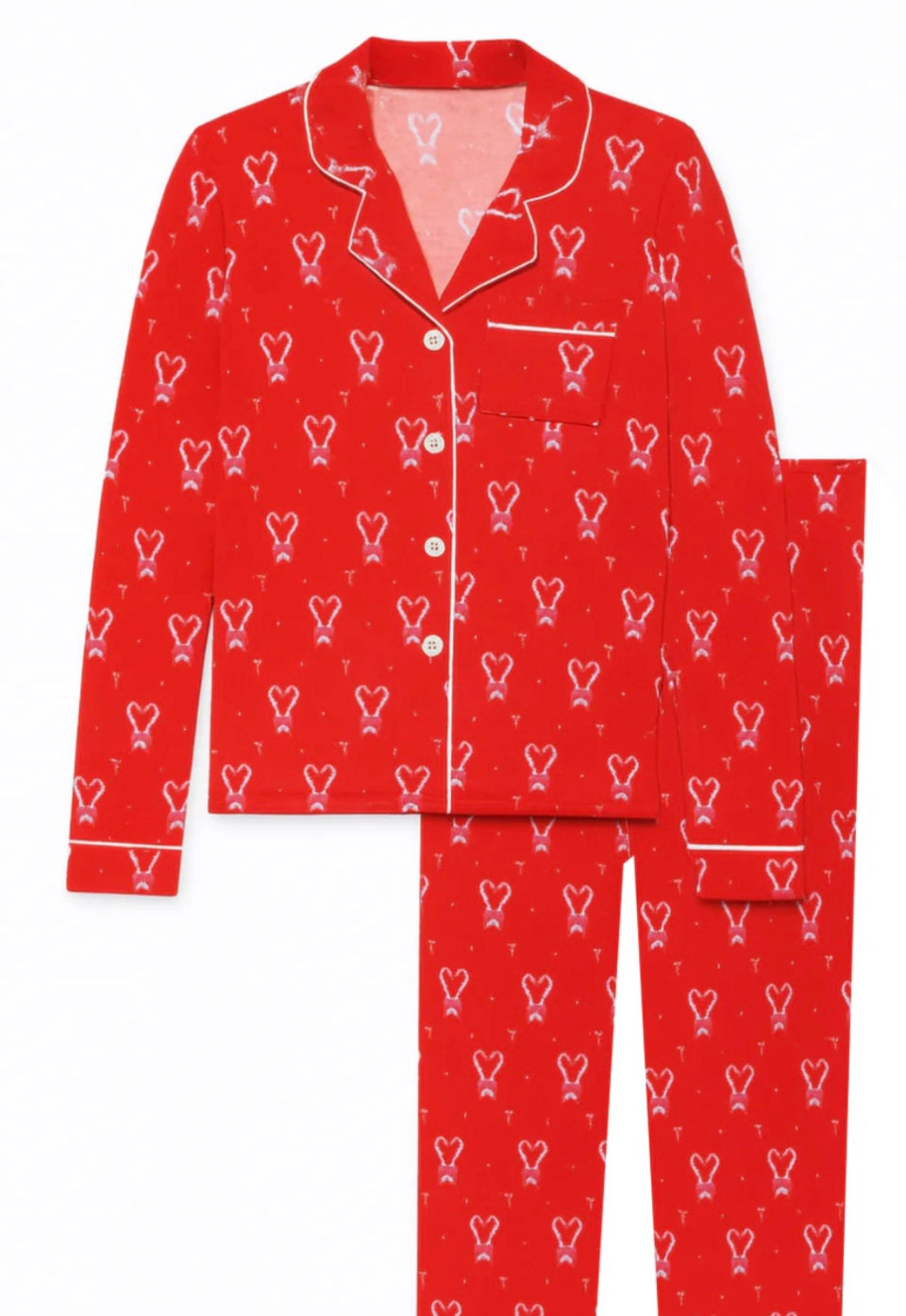 KatieJ NYC Maia Pant Set - Red Holiday Print
