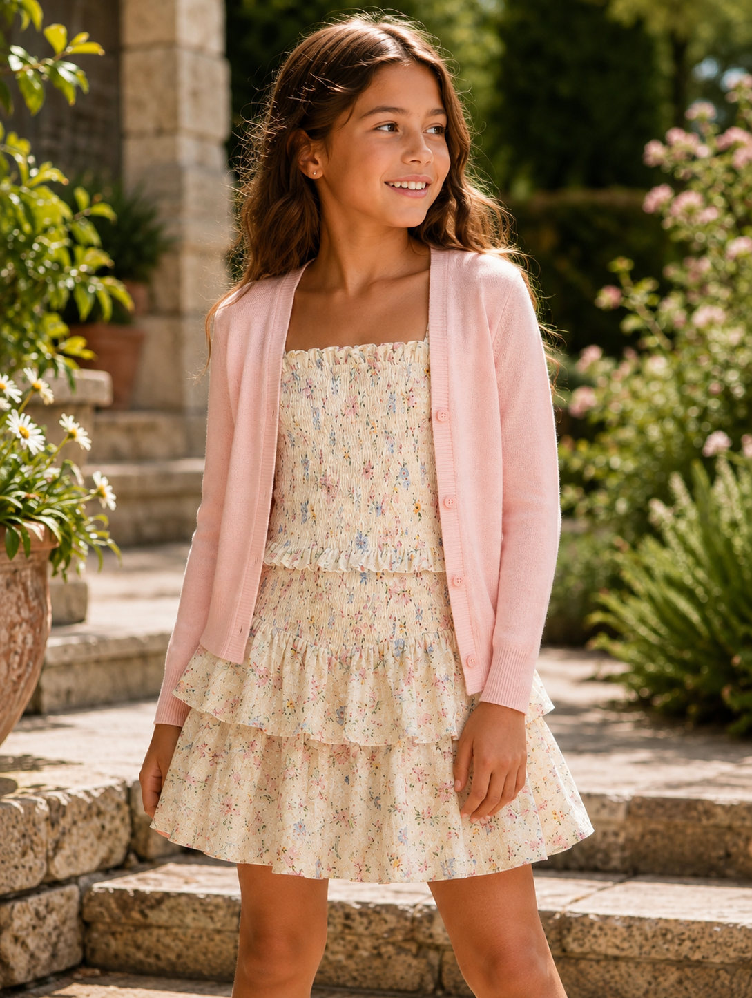 KatieJ NYC Tween Emerson Dress - Cream Tossed Floral