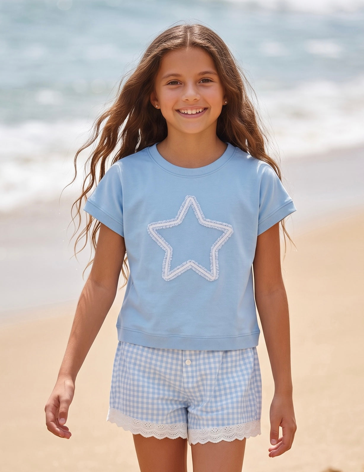Paper Flower Tween Baby Blue Star Top