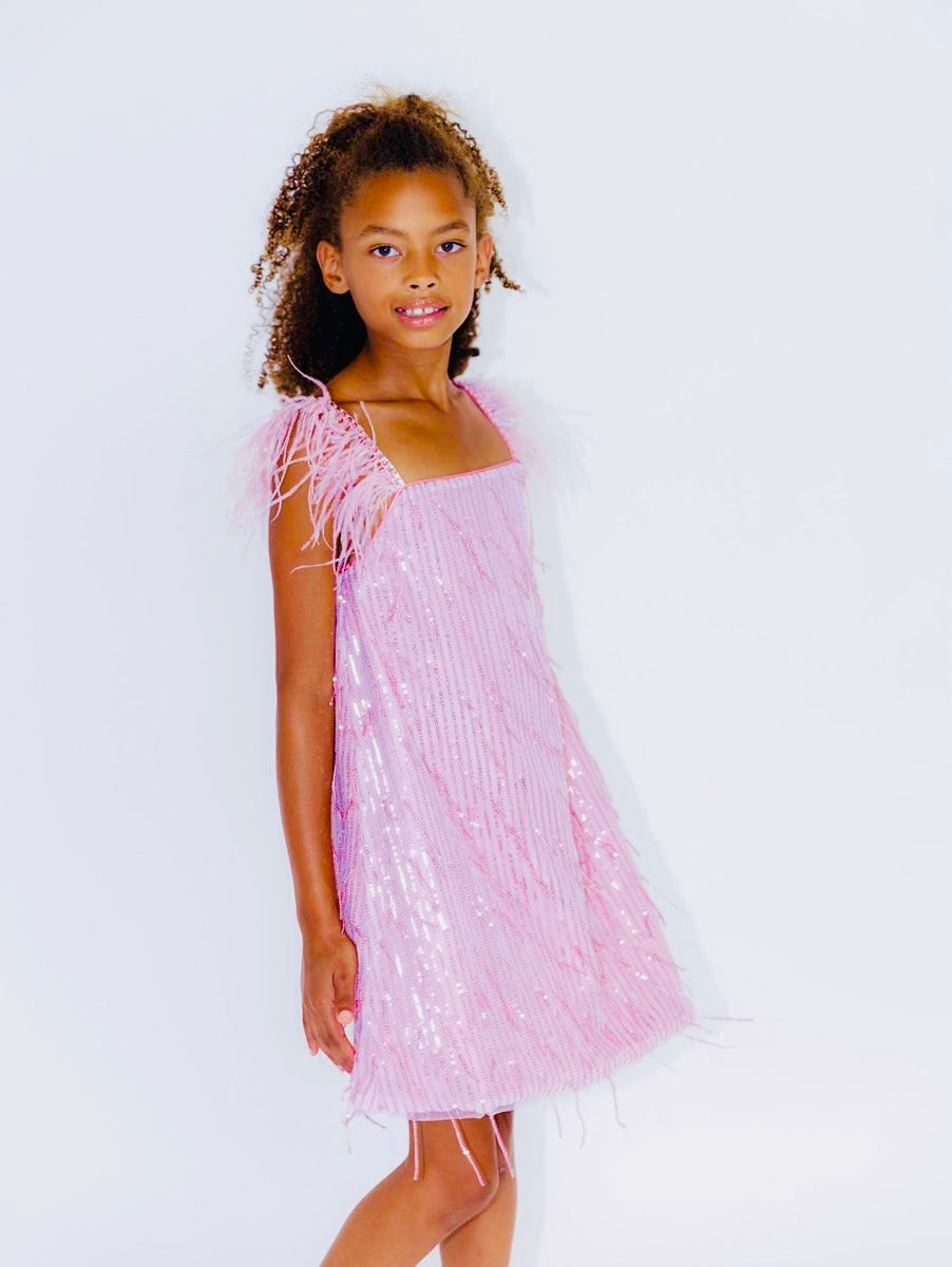 Lola And The Boys Mila Feather Party Dress