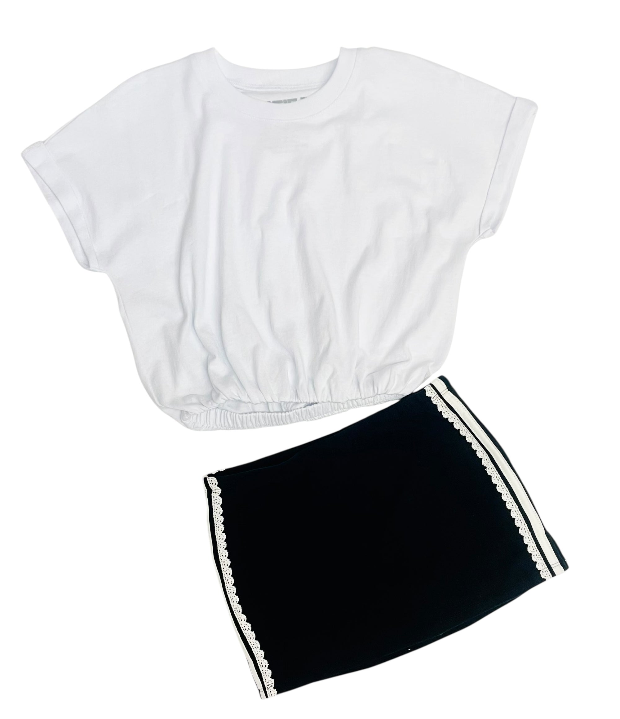KatieJ NYC Tween JoJo Elastic Waist Crop Top - White