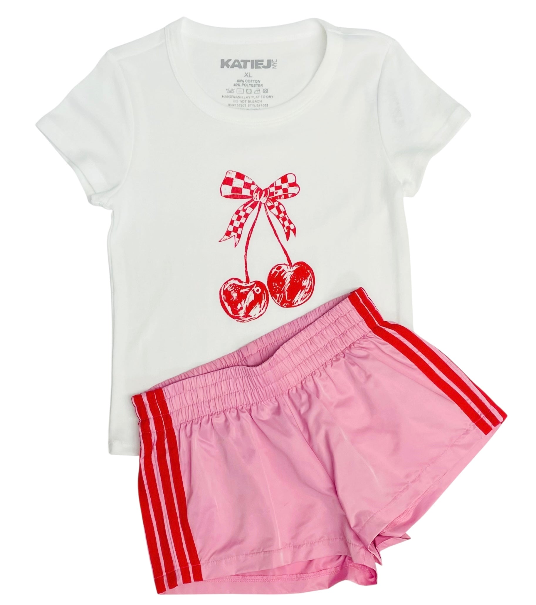 KatieJ NYC Checkered Cherry Graphic Tee