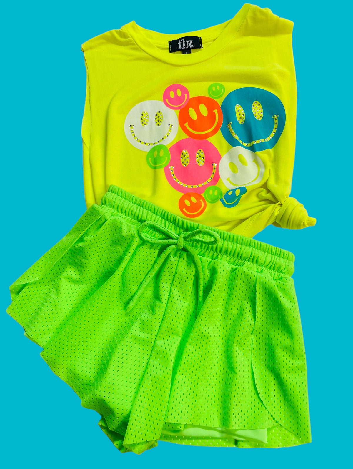Flowers By Zoe Neon Yellow Tee With Smiley&#39;s