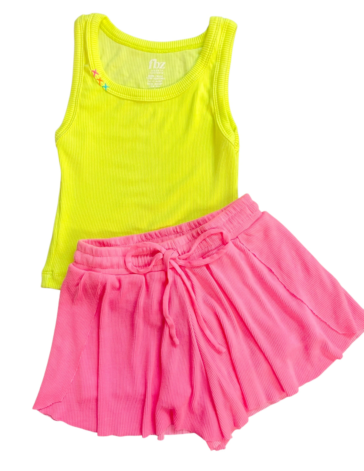 Flowers By Zoe Neon Yellow Stitch Tank Top