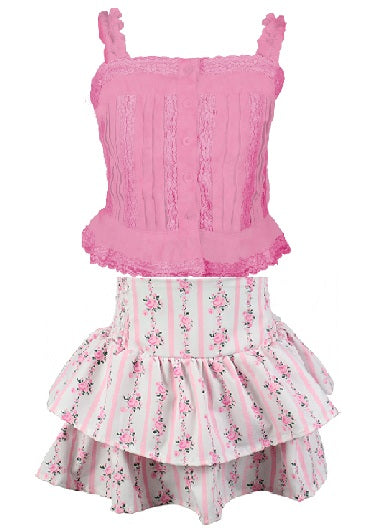 Flowers By Zoe Rose Pink Lace Trimmed Tank