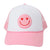 Pink & White Chenille Smiley Ball Cap - 2-6