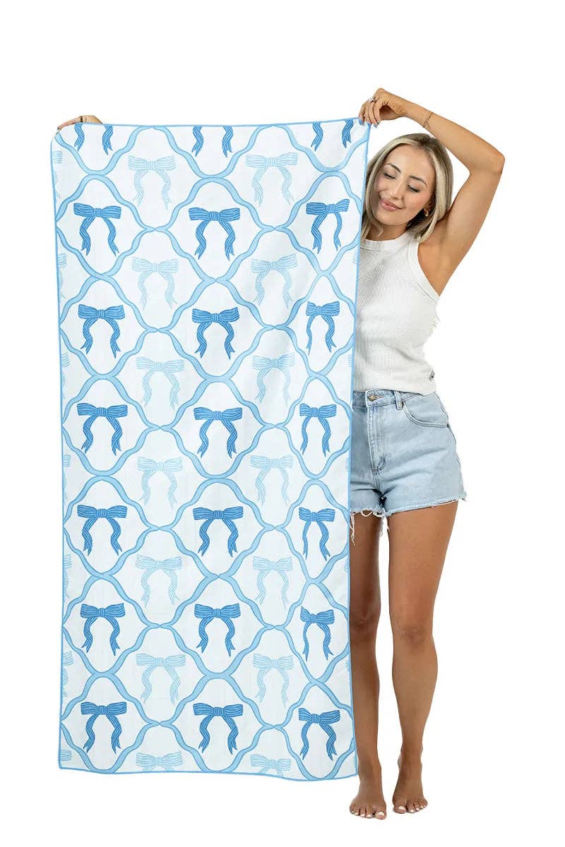 Blue Bows Quick Dry/Sand Free Beach Towel