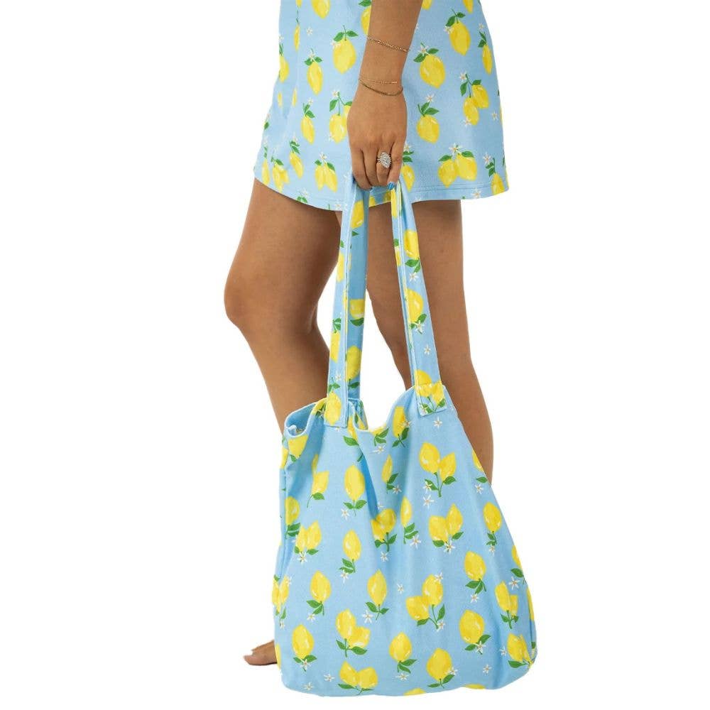 Zesty Lemons Terry Cloth Summer Tote Bag