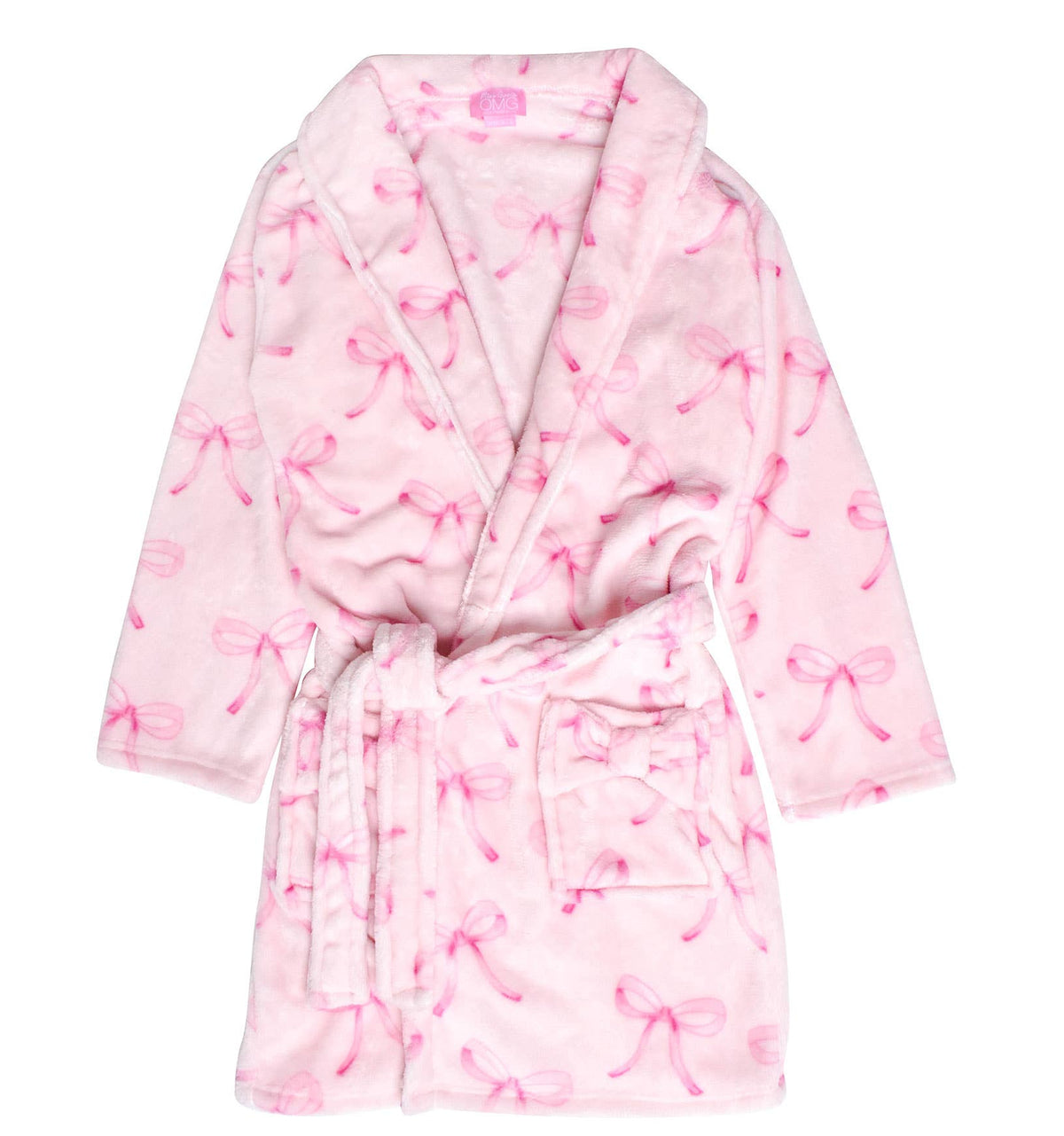 Fleece Bath Robe-Pink Bow Print