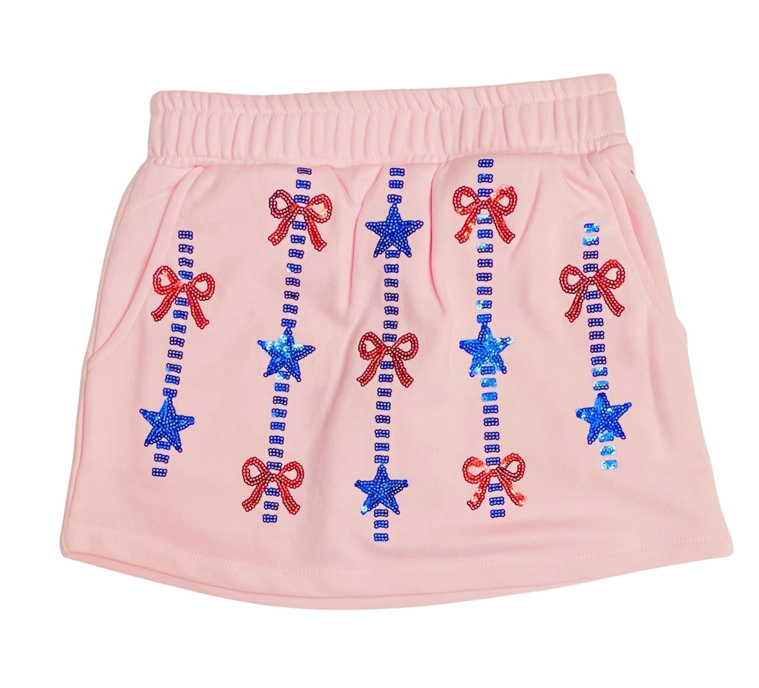 Paper Flower Tween Sequin Stars + Bows 2pc Americana Skort Set