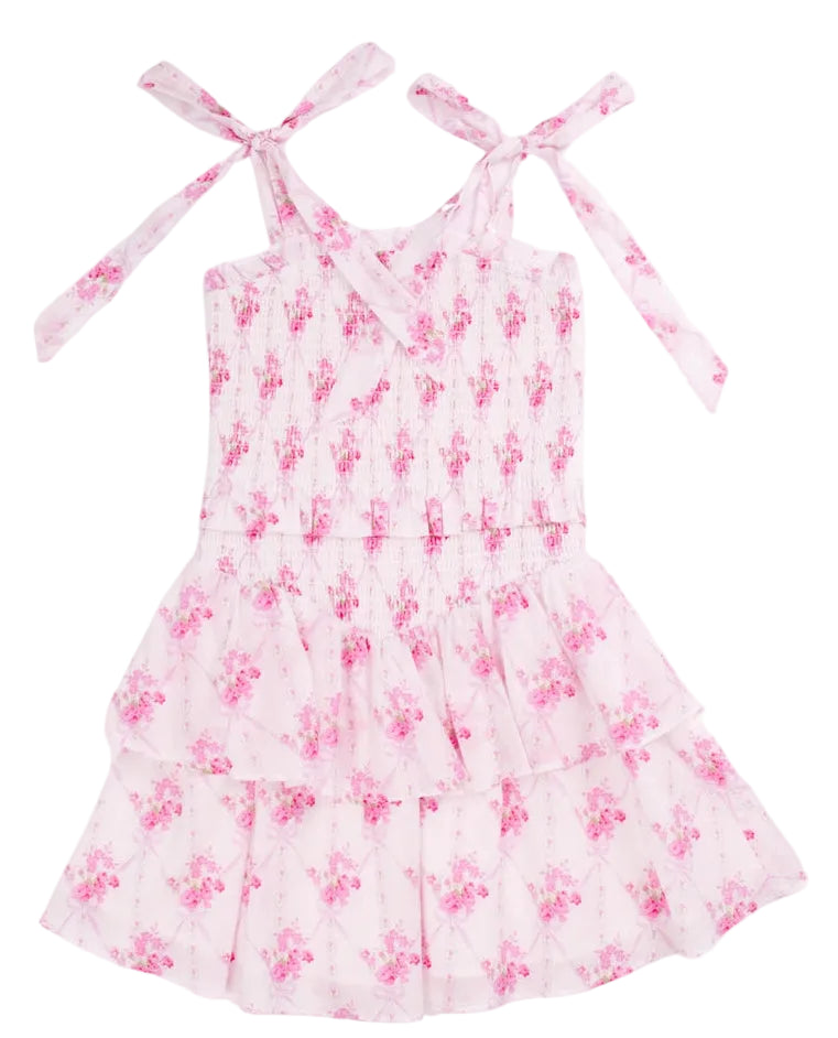 tween girls sundress with pink floral pattern