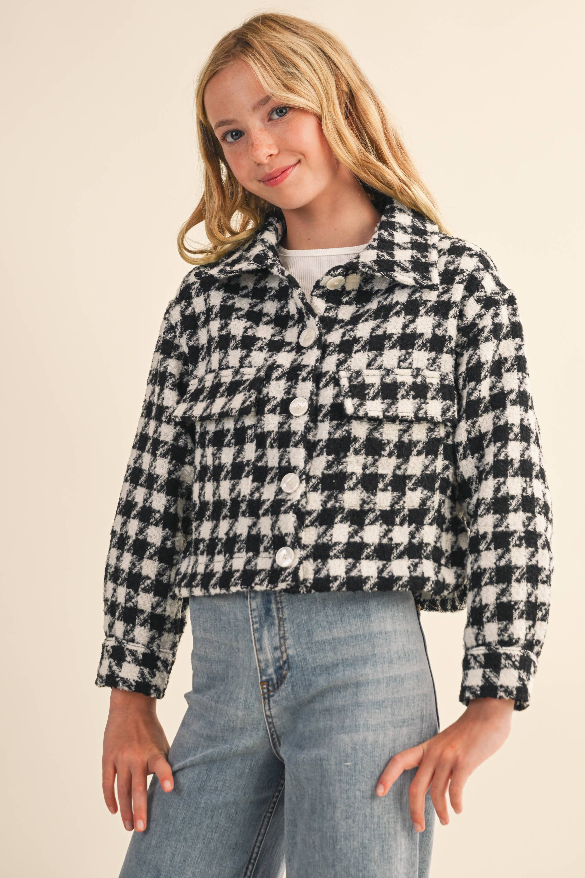 Heart & Arrow Tweed Houndstooth Cropped Jacket