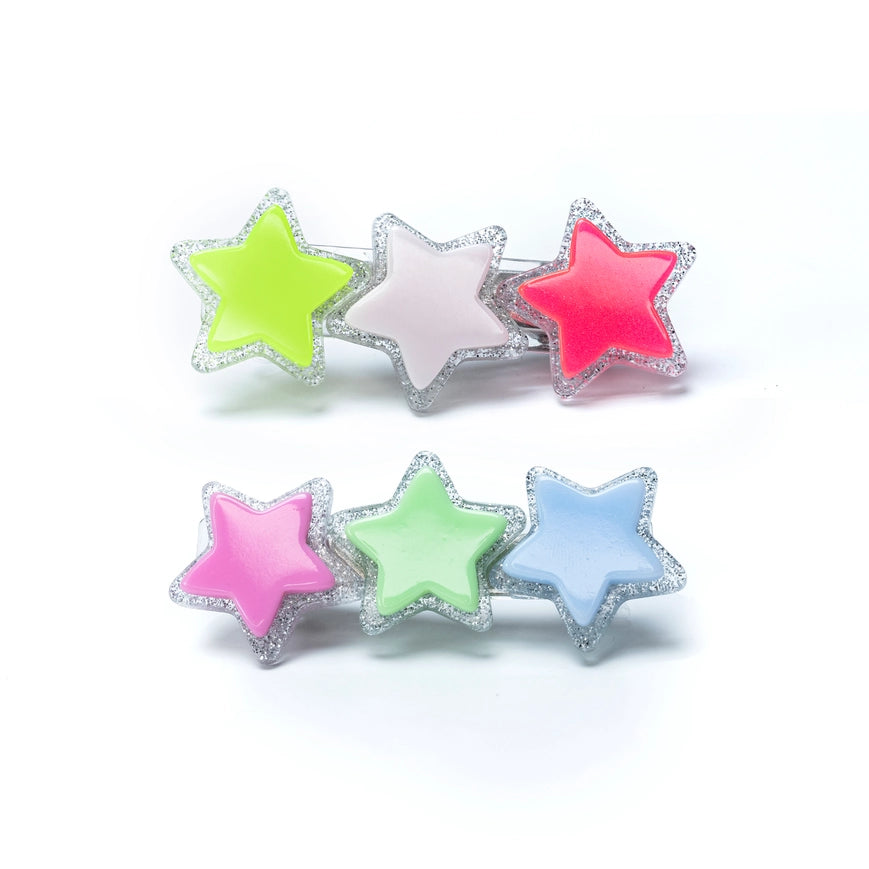 Lilies &amp; Roses Neon Star Hair Clips - Set of 2