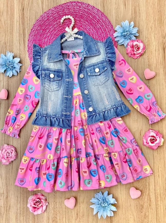 Sweethearts Candy Print Valentine Dress Set