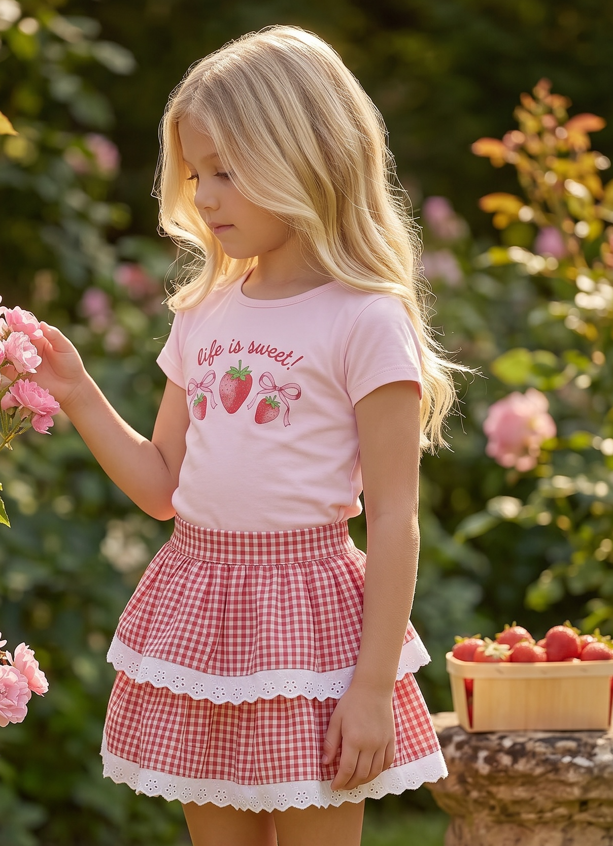Sweet Wink Red Gingham Skort * Built In Shorts *