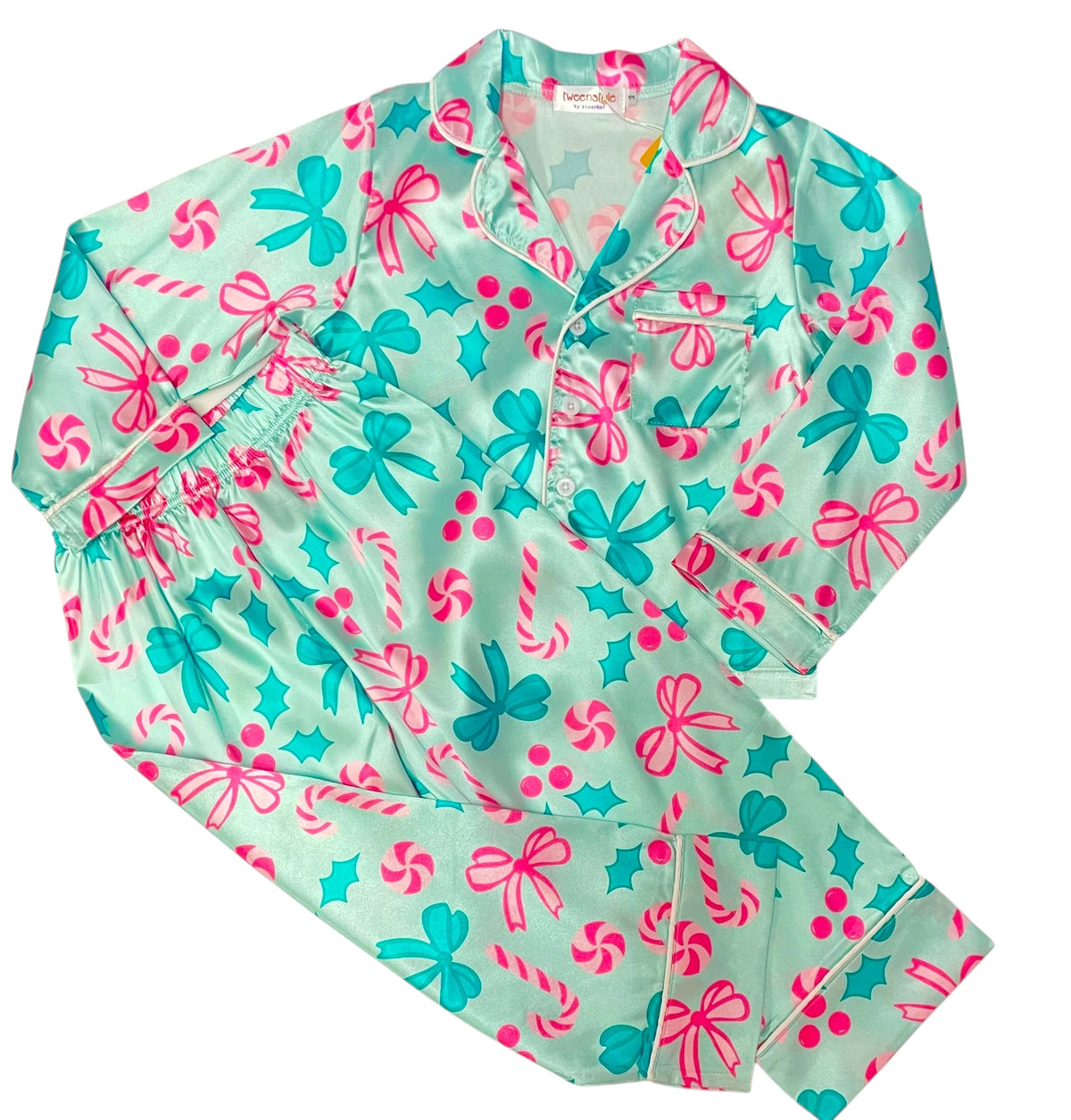 Tweenstyle Holly Jolly 2pc Satin Lounge Set