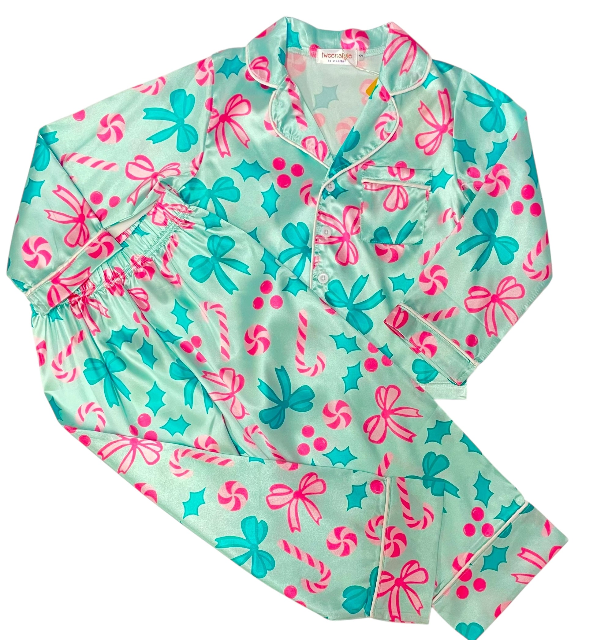 Tweenstyle Holly Jolly 2pc Satin Lounge Set