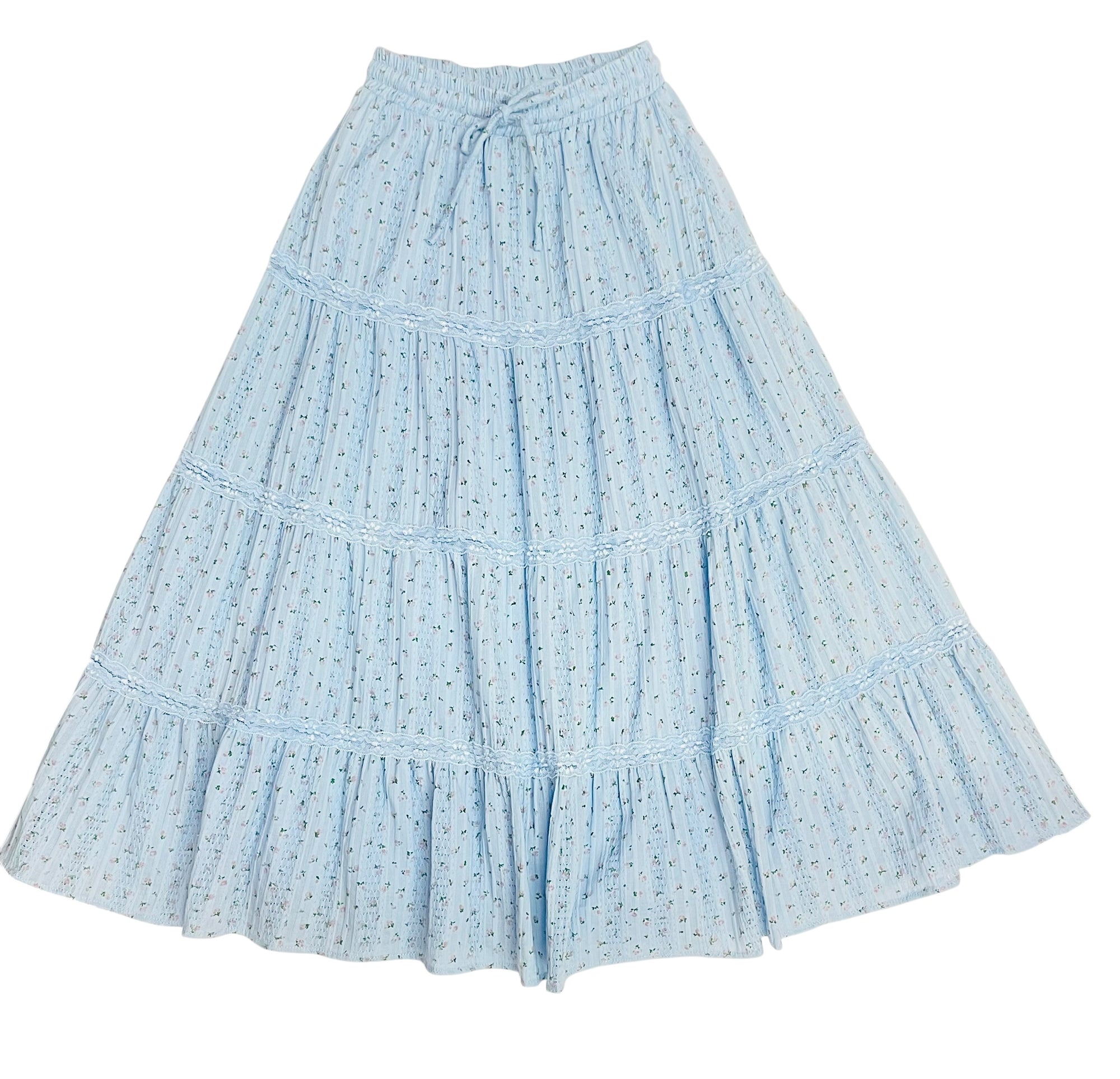 Flowers By Zoe Tween Blue Floral Print Maxi Skirt