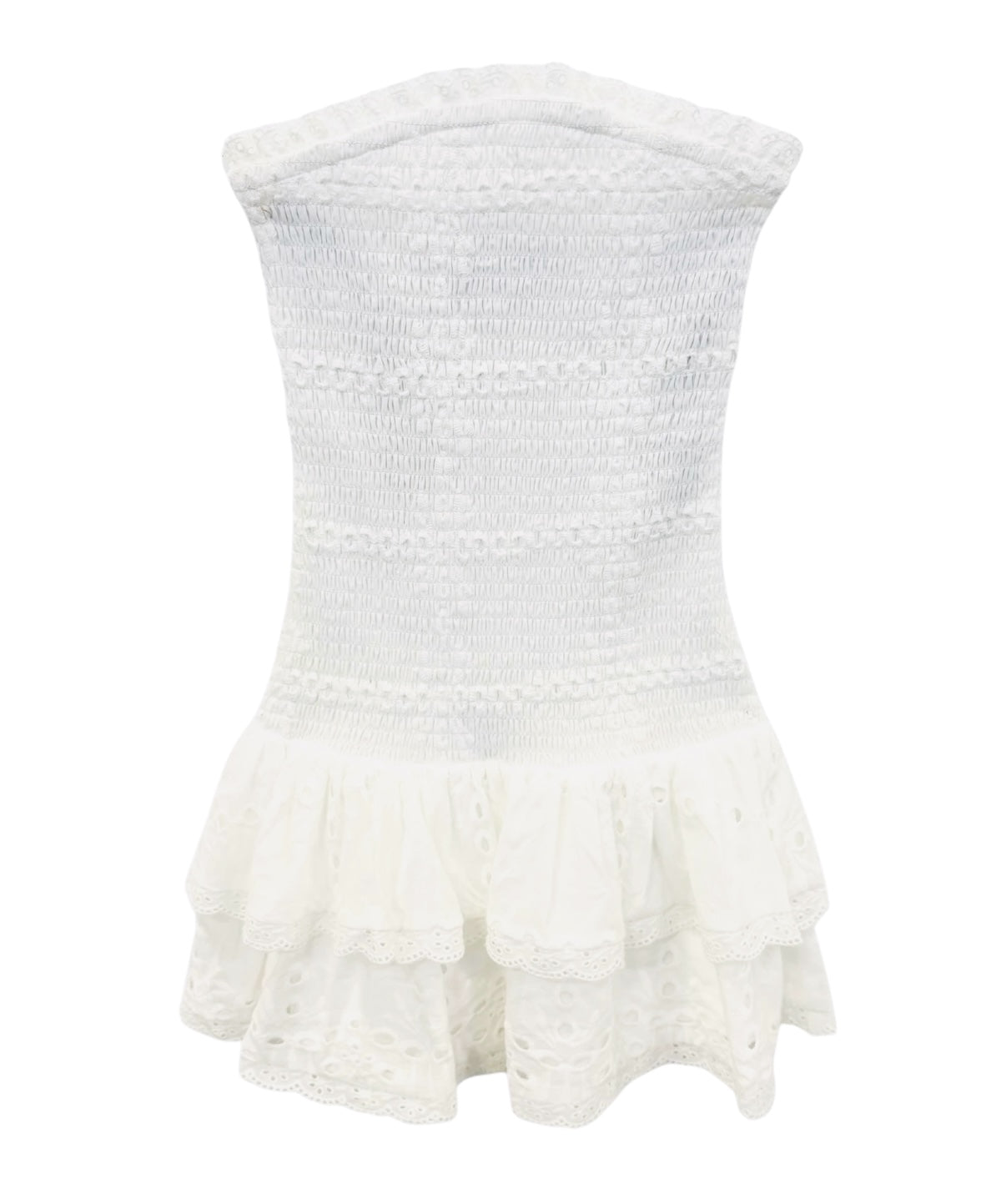 KatieJ NYC Melina Drop Waist Ruffle Dress - White Eyelet