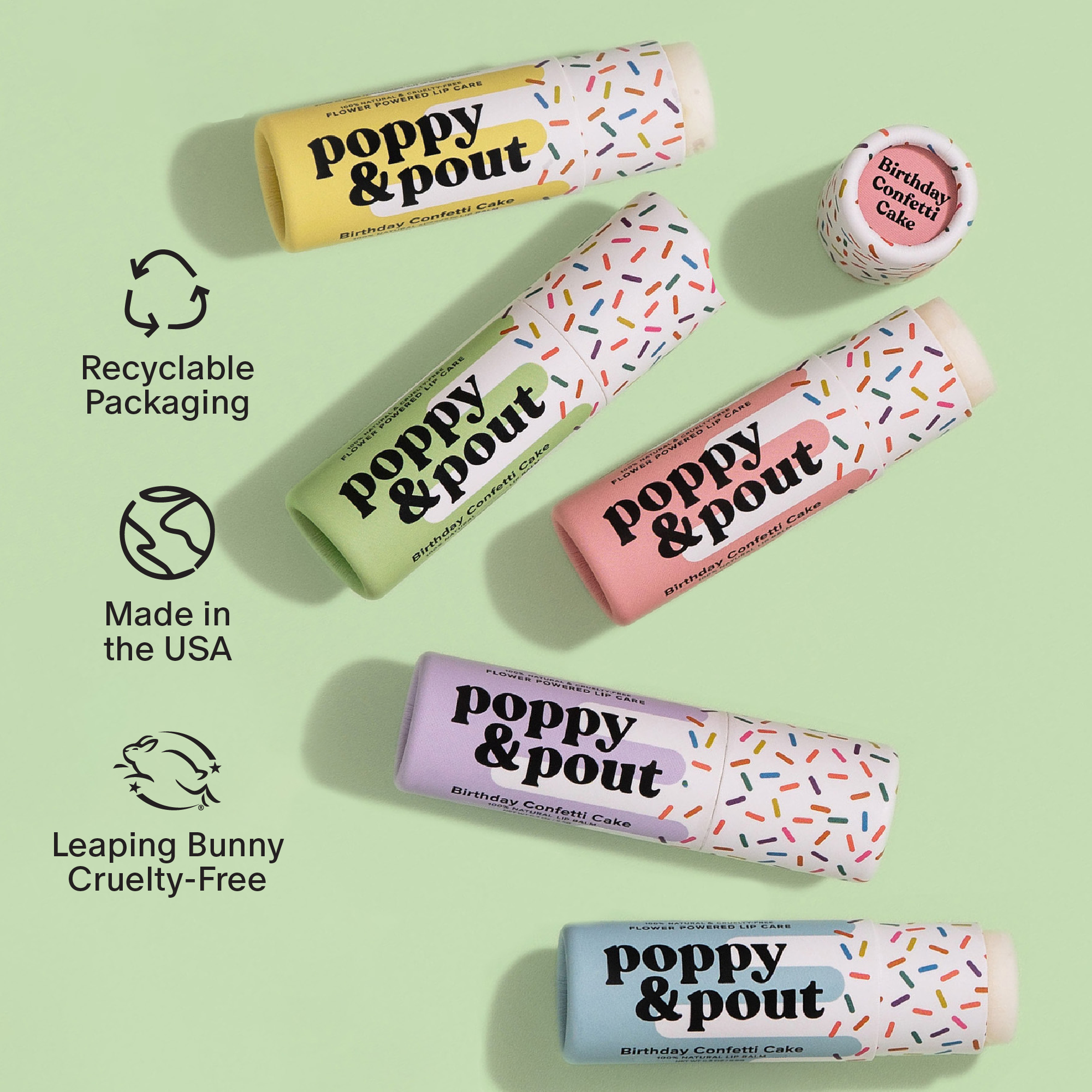 Poppy & Pout Lip Balm - Purple Birthday Confetti Cake