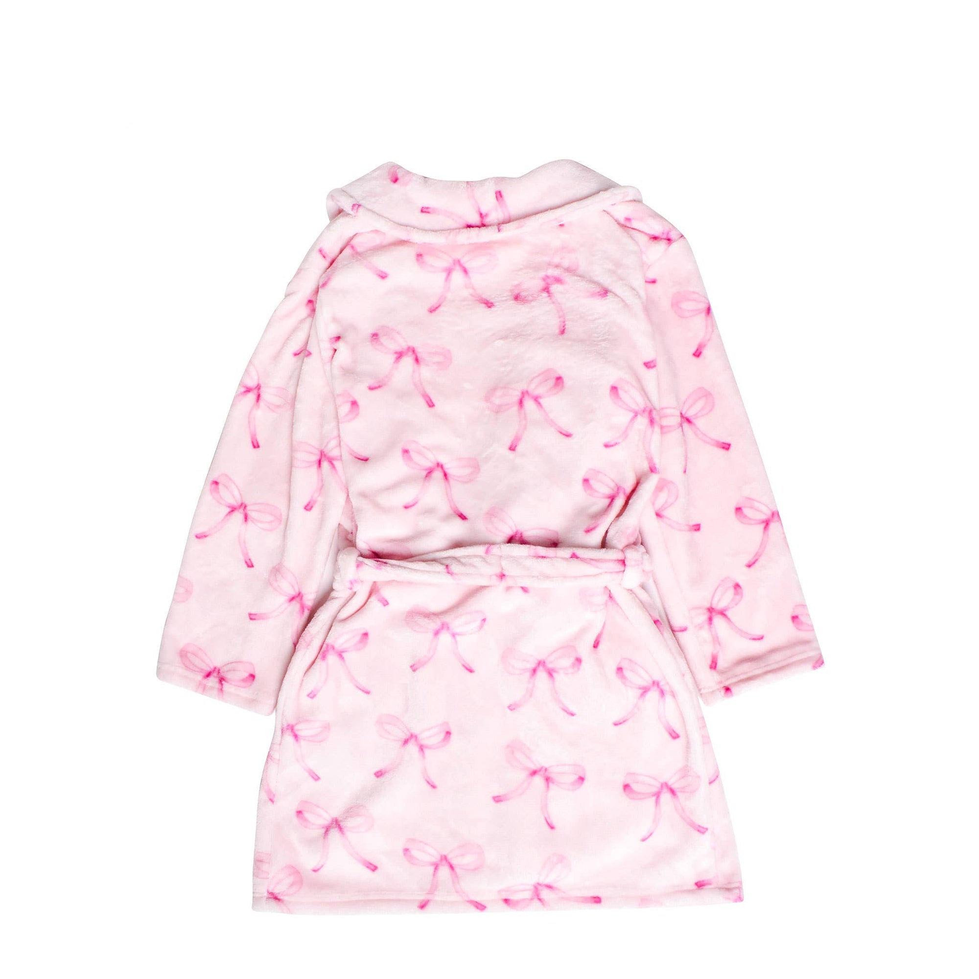 Fleece Bath Robe-Pink Bow Print