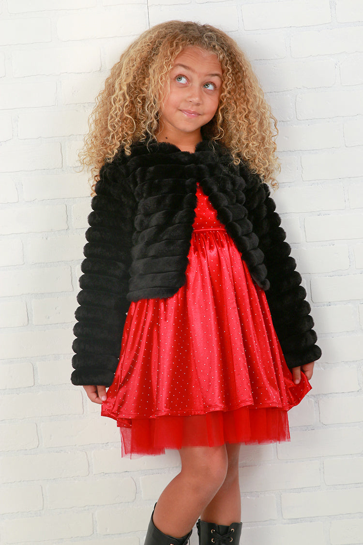 Flowers By Zoe Black Faux Fur Coat