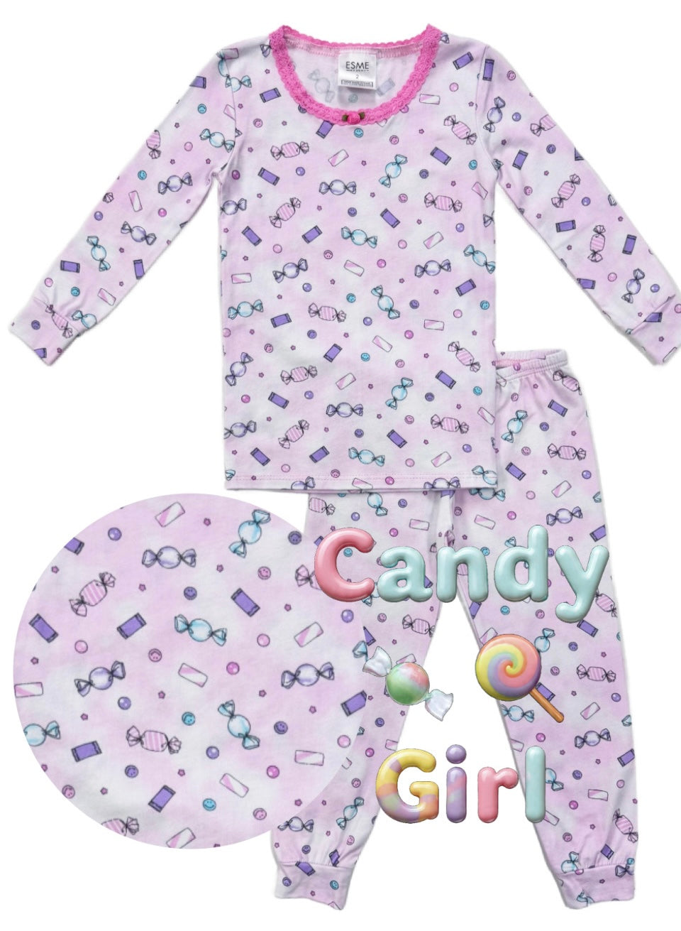 Esme Girls 2pc Pajama Set- Girl Candy
